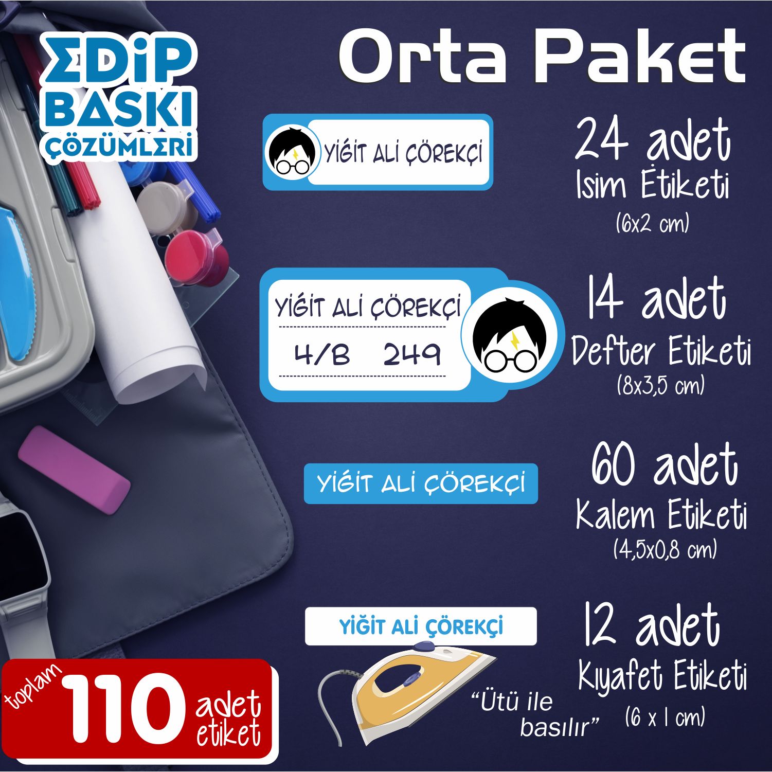 Okul Etiketi Orta Paket