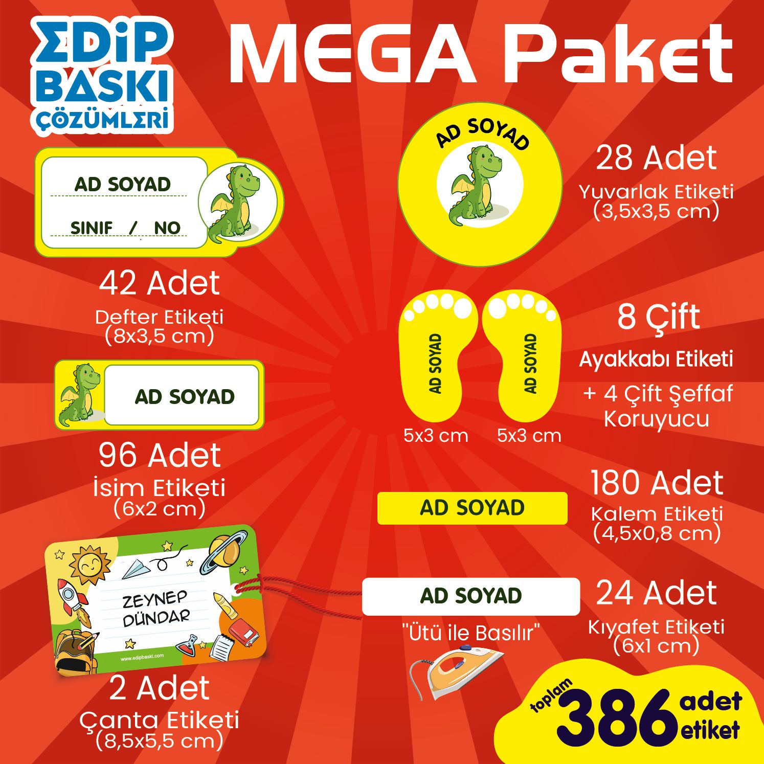 Okul Etiketi Mega Paket